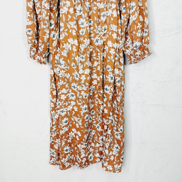 Floral Brown Midi Dress - Picture 3 of 10